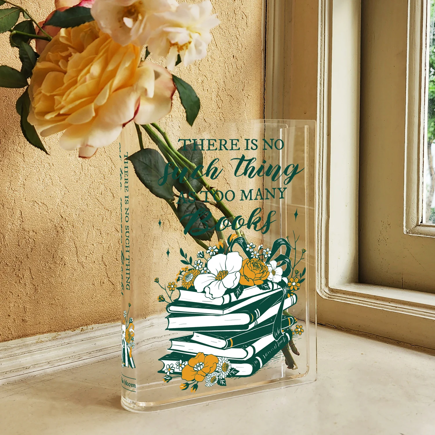 No Such Thing As Too Many Books Acrylic Book Vase - Image 3