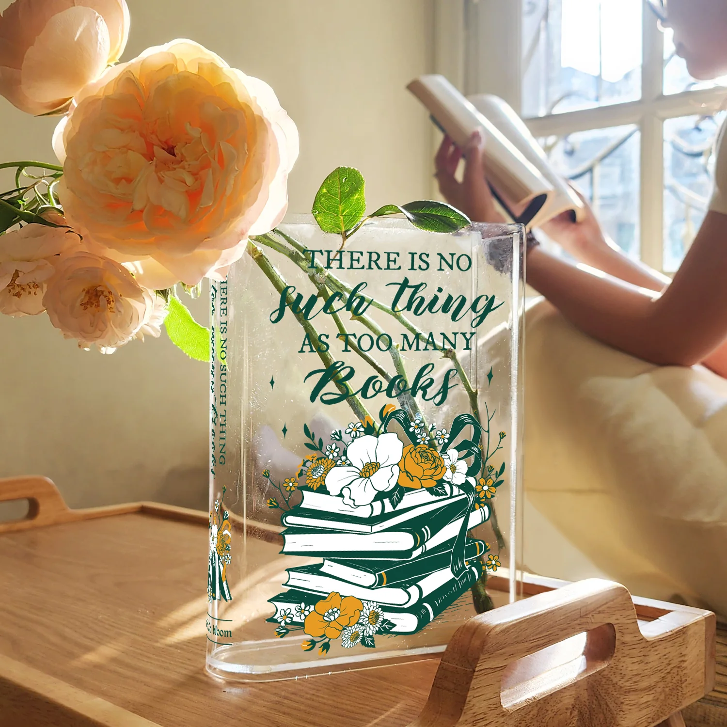 No Such Thing As Too Many Books Acrylic Book Vase - Image 6