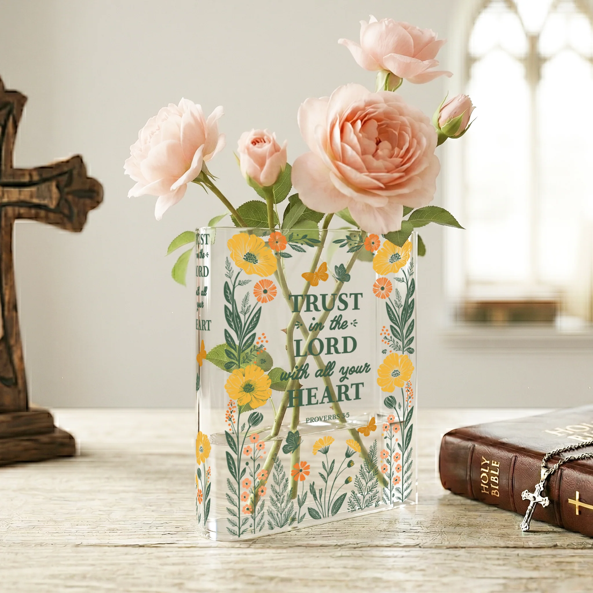 Proverbs 3:5 Christian Book Vase - I - Image 4