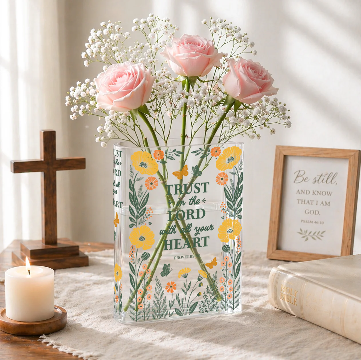 Proverbs 3:5 Christian Book Vase - I - Image 5