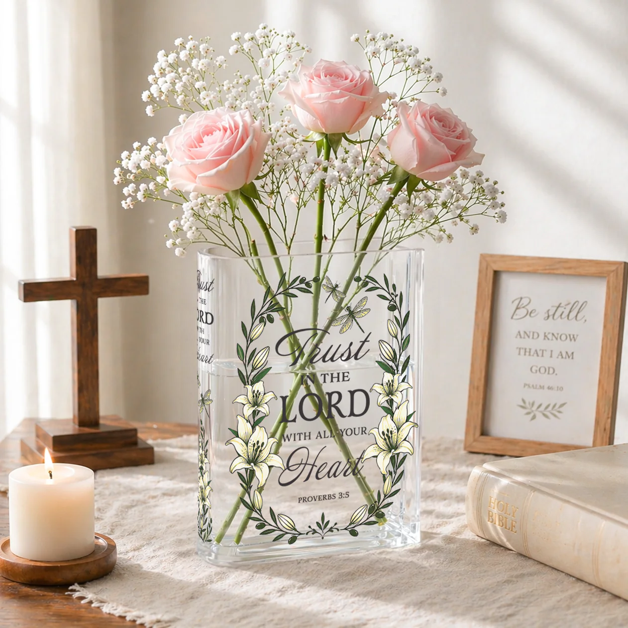 Proverbs 3:5 Christian Book Vase - II - Image 4
