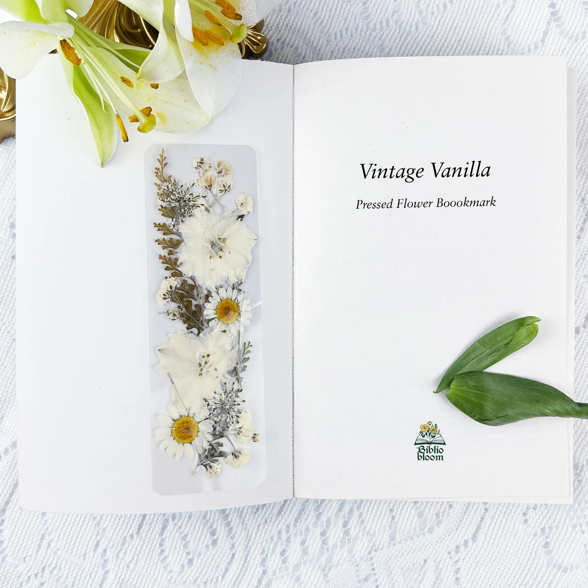 Vintage Vanilla Pressed Flower Bookmark - Image 3